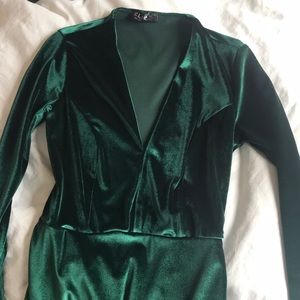 Long sleeve velvet wrap dress